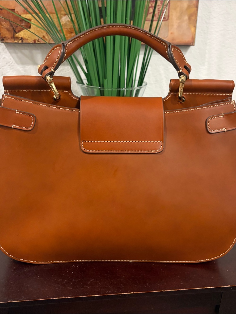 Dooney & Bourke Saddle Brown Leather Top-Handle Satchel - Picture 2 of 7
